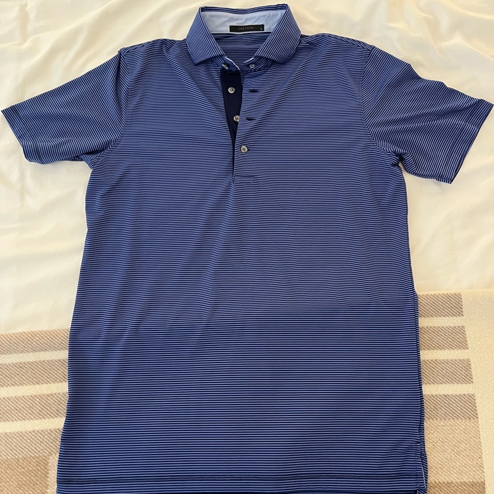 Greyson Men's Blue Striped Polo Shirt